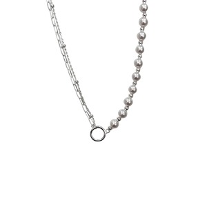 Yinruitai S925 Sterling Silver Pearl <b>Necklace</b> With Round <b>Ring</b> Clasp For Women Everyday Wear Autumn Winter Sweater Chain - Product Image 5