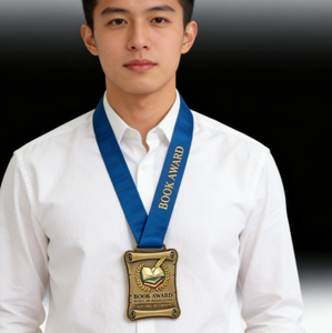 Medalla de Premio Personalizable con Diseño de Pergamino, Insignia Metálica 3D Esmaltada para la Excelencia Escolar y Organizacional con Cinta - Product Image 2