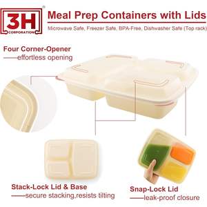 Recipientes para preparar comidas con 3 compartimentos [paquete de 150, 39 oz] con tapas, reutilizables, recipientes para llevar comida, aptos para microondas/lavavajillas/congelador - Product Image 2