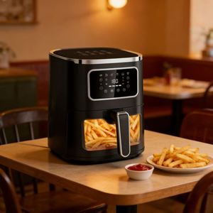 Friteuse électrique carrée en plastique 5L à commande numérique, sans huile, avec fonction de cuisson et fenêtre de visualisation, à haute efficacité énergétique - Product Image 5