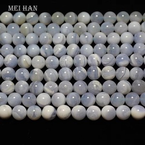 Meihan naturel brésil bleu dentelle calcédoine <span class=keywords><strong>agate</strong></span> lisse ronde perles en vrac pour la fabrication de bijoux Design bracelet à bricoler soi-même - Product Image 3