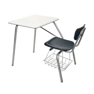 廉价教室课桌椅单人学生课桌椅附设重型金属课桌