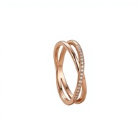 Bagues de couple en acier inoxydable inaltérable, double anneau croisé micro-incrusté de zircon, style luxe léger, pour meilleurs amis
