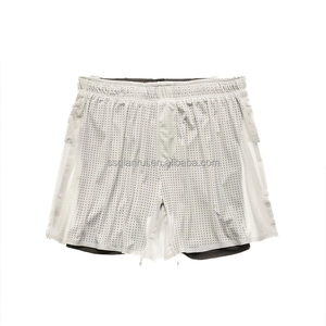 Shorts de sport d'été en polyester pour hommes, double couche, personnalisés par sublimation, multi-poches, pour la course et la gym - Product Image 3