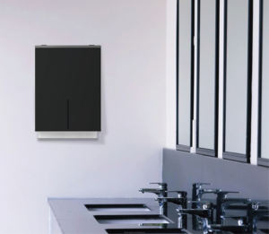 Distributeur de serviettes en papier commercial mural noir moderne en acier, double paquet, pliage en Z - Product Image 2