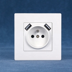 Prise française 220V <span class=keywords><strong>16A</strong></span> avec double port USB Type A panneau <span class=keywords><strong>PC</strong></span> EU <span class=keywords><strong>2P</strong></span> + <span class=keywords><strong>T</strong></span> prise murale USB - Product Image 1