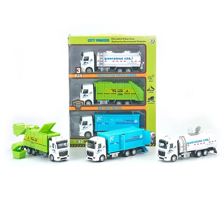 Camion refrigerato per il controllo del fuoco tirare indietro la collezione di giocattoli da città giocattolo per camion pressofuso