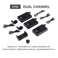 Debra Audio GUA DV02 Microphone cravate sans fil UHF à double canal, cardioïde dynamique, à réduction de bruit, portable, pour monitoring, portée 50 m