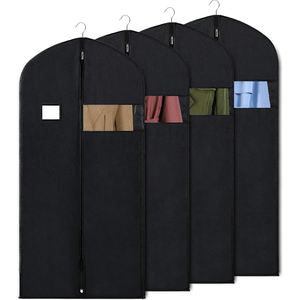 Men's Fashionable Custom Non-Woven Suit Cover <strong>Garment</strong> <strong>Bag</strong> High Quality Foldable with Clear Pocket Window and Zipper Closure - Product Image 1