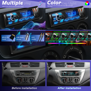 Lecteur MP3 pour voiture Podofo 1DIN, <span class=keywords><strong>autoradio</strong></span> BT FM SWC Aux-in, récepteur SD/TF <span class=keywords><strong>USB</strong></span>/Type-C, bouton MP3, éclairage, radio stéréo pour voiture - Product Image 3