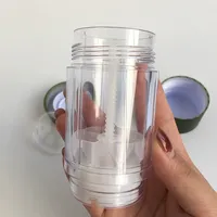 Vente en gros de contenants de déodorant en stick en plastique transparent noir personnalisés de 30 g, 50 g, 75 g, stick à lèvres, tube de baume à lèvres