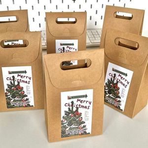 Boîtes cadeaux en papier kraft de Noël avec poignées, sacs d'emballage, boîtes de transport personnalisées avec logo pour le commerce de détail et les cadeaux de fête - Product Image 3