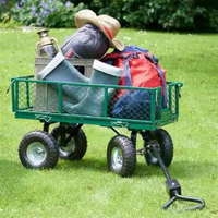Chariot utilitaire robuste Wagon de jardin à benne basculante en acier grillagé Chariot à benne basculante amovible Côtés en maille 4 roues Wagon de jardin