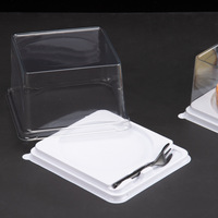 Boîte d'emballage alimentaire carrée transparente en PET de 4 pouces pour gâteau au lait frais, mousse, mille-feuille, fromage à emporter