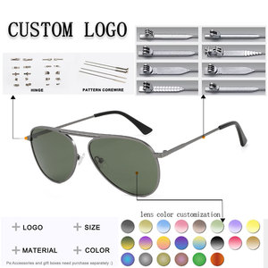 Gafas de Sol de Piloto Unisex, Montura Metálica Rectangular de Aro Completo, Lentes Gris Oscuro, Protección UV400, Uso en Exteriores, Modelo Chino 9002 - Product Image 2