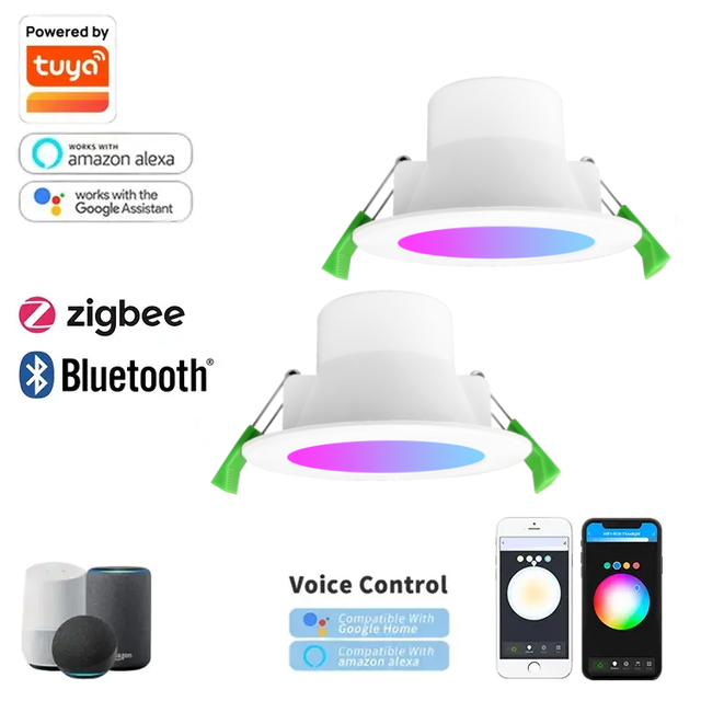 Smart Led Downlight 10w Voice Control Music WIFI Bluetooth Zigbee Google Alexa Smart Light Recessed Facial RGB Cct