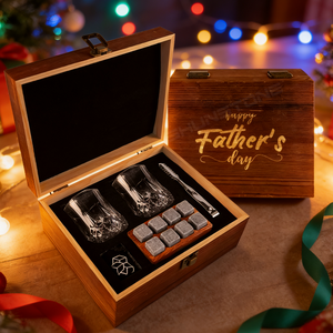 كريستال ويسكي زجاج ويسكي أحجار ويسكي مجموعة أكواب ويسكي مع صندوق خشبي هدايا مبتكرة للرجال البالغين في المخزون - Product Image 6