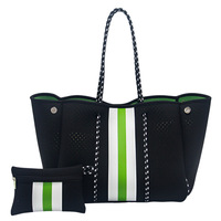 Logo personnalisé fourre-tout orange perforé sac à main de voyage étanche avec poignée en corde vacances d'été sac à provisions sac de plage en néoprène