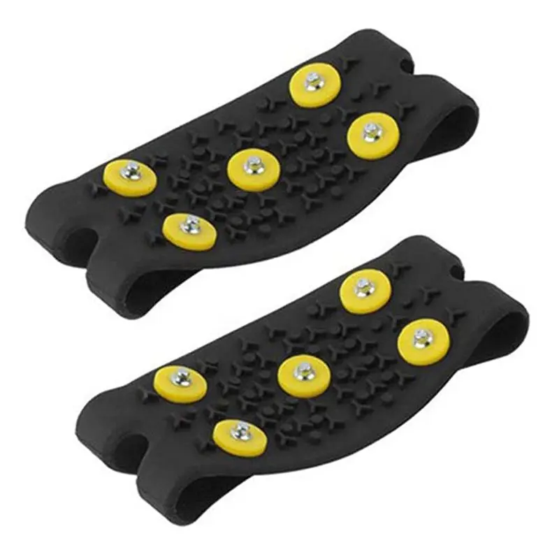 Non Slip Over Shoe Rubber Durable 5 Spikes Ice Cleats Crampons For Outdoor Climbing and Hiking Boots