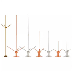 Kit de mise à la terre pour paratonnerre industriel extérieur résidentiel en laiton et cuivre rouge étamé, modèle à trois pointes tout en cuivre - Product Image 1