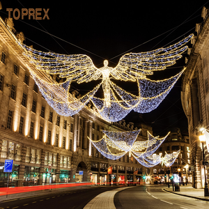 Toprexdecor IP65 Rated Fancy Outdoor Christmas Eclairage décoratif LED Street 3D Angel Wing Motif Light pour le jour de l'an - Product Image 1