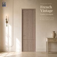 Porte intérieure vintage française, lignes rainurées noires incrustées, porte de chambre en MDF sur mesure pour villa, appartement, projet résidentiel