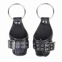 En gros, accessoires BDSM pour adultes : Menottes de suspension en cuir PU pour poignets et mains, à accrocher à la porte, autres produits sexuels