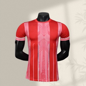 Camiseta <span class=keywords><strong>de</strong></span> Fútbol Personalizada para Hombre, Modelo Marsella 26/27, Diseño <span class=keywords><strong>de</strong></span> Mármol Rojo, Transpirable, <span class=keywords><strong>de</strong></span> Secado Rápido, 100% Poliéster, Cuello Redondo, Uniforme <span class=keywords><strong>de</strong></span> Entrenamiento - Product Image 1