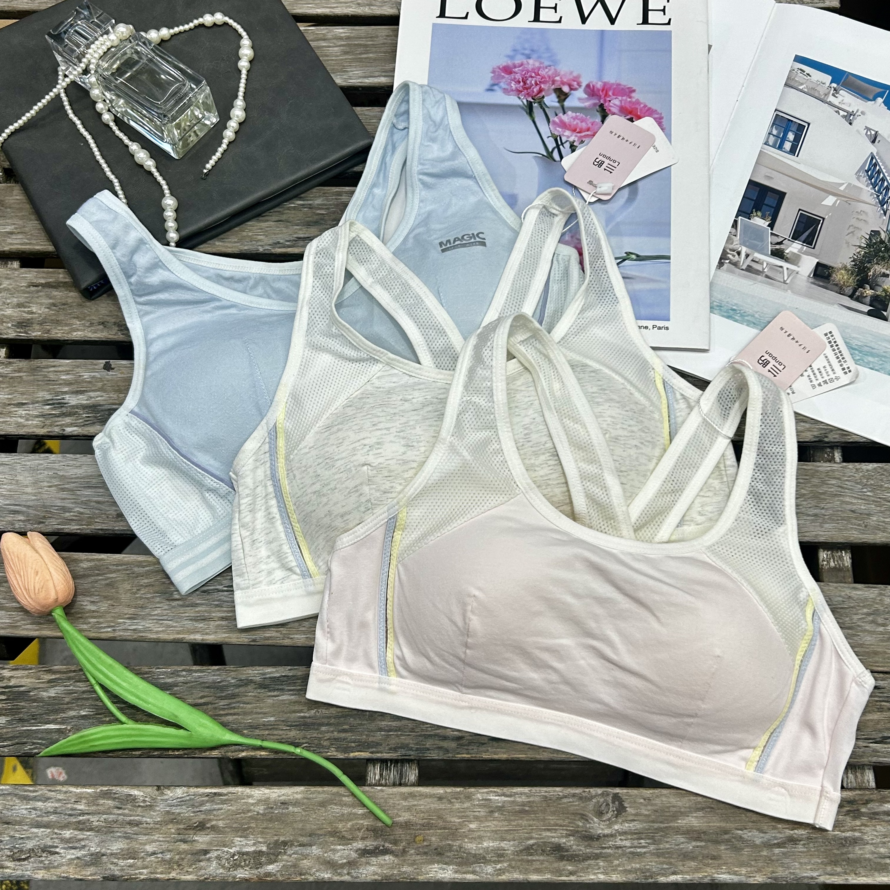 1-B0560#Stock Low Price Teen Girls Cotton Training Bra Breathable Wireless Seamless Sports Underwear for Daily
