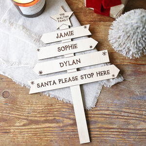 HOT SALE Personalised door sign family name <strong>Wooden</strong> Christmas Tree Family <strong>Signpost</strong> - Product Image 3