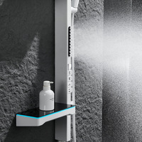 Ensemble de douche double fonction avec corps en laiton, jet de massage et jet pluie, pour salles de bain domestiques, avec douchette à pression LED moderne
