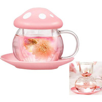 Mug en verre écologique Madou Creative, design adorable en forme de champignon, transparent, tasse à eau de bureau, tasse à café séparée mignonne pour un usage domestique