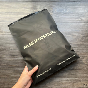 Custom Semi-Transparent Black Zipper <b>Bags</b> - Printed White Logo Frosted Plastic Zip Lock <b>Bags</b> for Clothing & Retail - Product Image 3