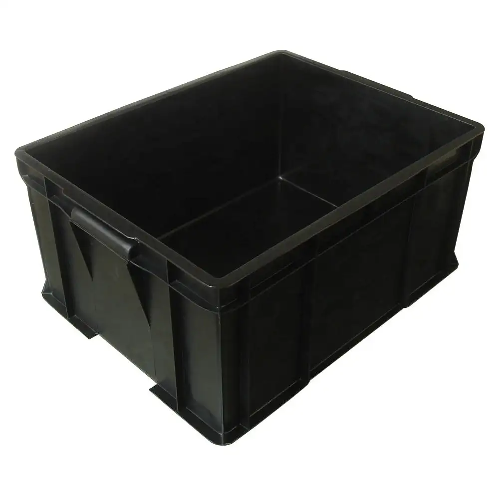 Static Dissipative Storage Plastic Tote Box With Lid European Standard Anti Static Esd Eu Conductive Plastic Box