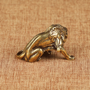 Fabriek Prijs CA723 Puur Messing Leeuw Gemaakt Oude Dier Tijger Leeuw Luipaard Sculptuur Thee Dienblad Thee Huisdier Kleine Ornamenten - Product Image 4