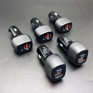 2IN1 <span class=keywords><strong>2</strong></span> في 1 جديد من ألياف الكربون 38 واط PD TYPE C شاحن سيارة من النوع C 20 واط + 18 واط + شاحن سيارة للهاتف المحمول سريع الشحن بوصلة USB - Product Image 3