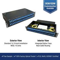Panel Patch Fiber Optik 1U 19 Inch OEM ODM 48 Port LC Duplex Rak Mount ODF Terminal Splice Box Bersertifikasi CE RoHS