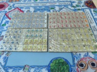 Ubin Mahjong Amerika Gaya Baru dengan Gambar Tangan, Set Ubin Mahjong dengan Ilustrasi Kapal Layar dan Pohon Kelapa untuk Hadiah Pesta