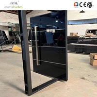 Porte battante moderne en aluminium, grande taille, double vitrage trempé, pour extérieur, usage appartement, résistante à la chaleur - Vente en gros usine MULTISHADES