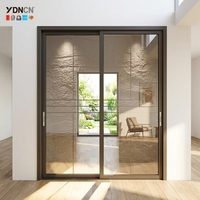 Porte coulissante moderne en verre trempé avec cadre MDF ultra-fin, finition intérieure, cloison de chambre personnalisée, ouverture latérale électrique