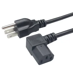 Cabo de energia para nema 5-15p para iec320 c13, 6 pés 18 awg 3pin prong, cabo de ângulo esquerdo