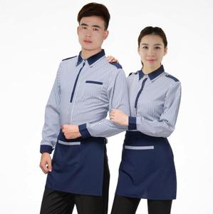 <span class=keywords><strong>Camicia</strong></span> Uniforme per Hotel e Ristoranti in Misto Poliestere e Cotone, Personalizzabile con Logo e Marchio, <span class=keywords><strong>a</strong></span> <span class=keywords><strong>Righe</strong></span> Rosse e Blu, Manica Lunga, per Uomo e Donna - Product Image 2