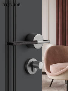 אירופאי סגנון עור + אבץ סגסוגת דלת ידית מנעול פנים שינה/אמבטיה מנעול נגד גניבה בית חדר בטיחות דלת מנעול CL-0905 - Product Image 4