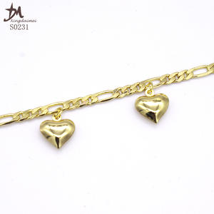 S0231 सरल डिजाइन उच्च गुणवत्ता गोल्डन दिल कंगन पायल - Product Image 5