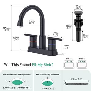 Grifo de Lavabo de Doble Manija de 4 Pulgadas, Color Negro, para Baño, Precio de Fábrica al por Mayor - Product Image 5