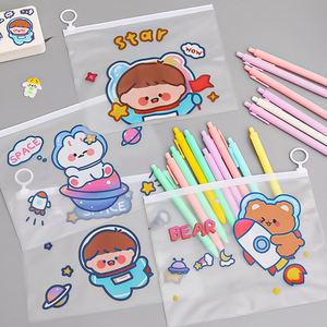 Pochette à crayons transparente en PVC avec fermeture éclair, motif ours mignon de dessin animé, pour enfants, cadeau - Product Image 1