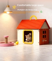 Maison pour chat créative à motif floral et griffoir avec cadre en bois, en carton ondulé personnalisé, résistant à l'usure et sans poussière, toutes saisons