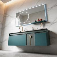 Miroir de salle de bain européen avec commande tactile, armoire suspendue, accent métallique durable, design fonctionnel et moderne