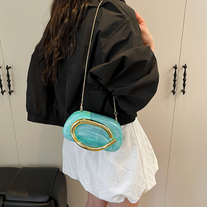 <span class=keywords><strong>Pochette</strong></span> élégante en marbre pour <span class=keywords><strong>femme</strong></span> avec chaîne détachable, sac rond, sac de soirée élégant et personnalisé, sac bandoulière - Product Image 2