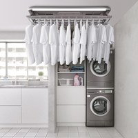 Système de séchage intelligent à double ventilateur avec détection d'obstacles, commande vocale, design peu encombrant pour balcon et usage intérieur, séchoir à linge